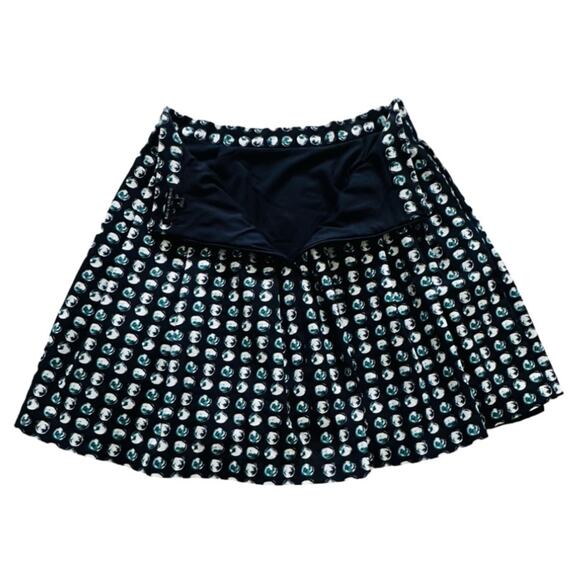 Banana Republic Skirt Navy Blue Green White Circle Print Pleated Pockets Size 6 - Picture 7 of 12